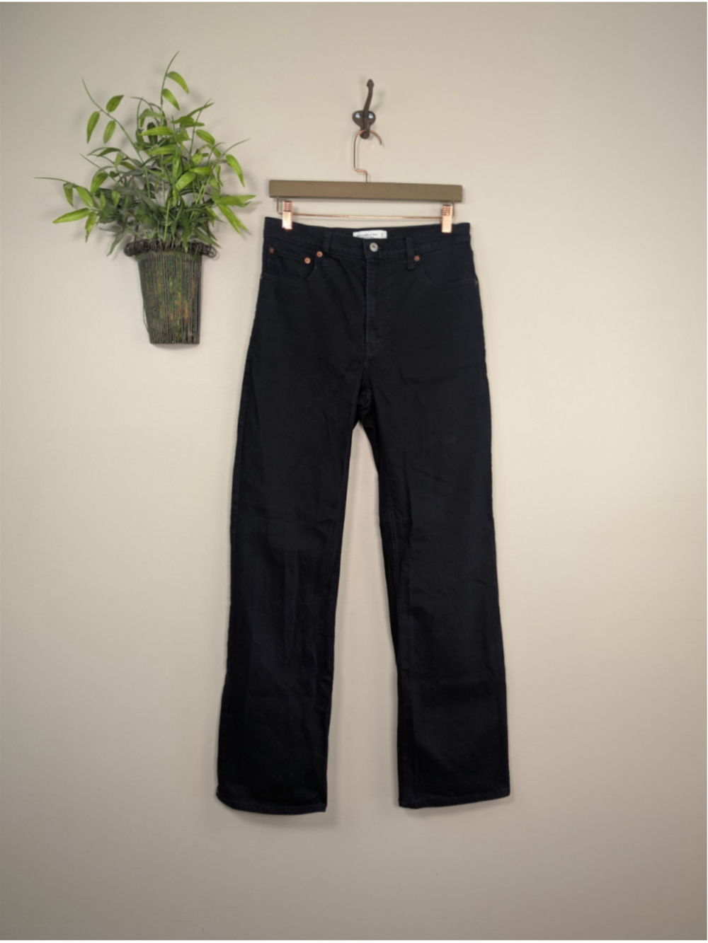Abercrombie & Fitch 27 High Rise 90s Relaxed Jeans Black Straight Leg Baggy Long